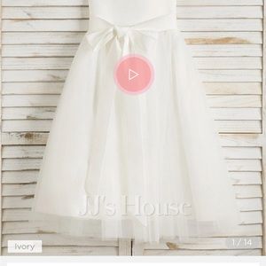 Worn once at the wedding ivory dress for 3-4 years old girls.